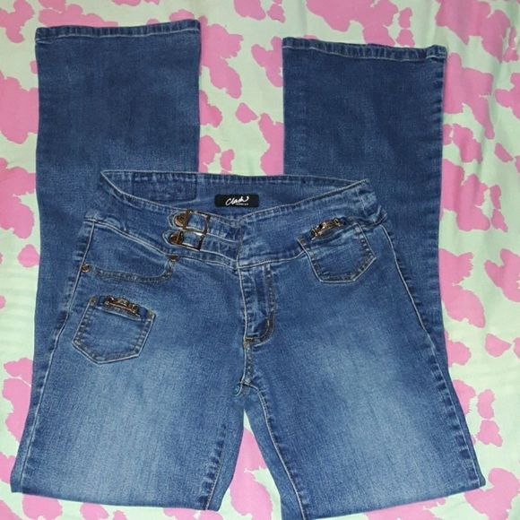 Clash Jeans Boot Cut Snap Buckles at Waist Size 1‎ - Picture 1 of 8